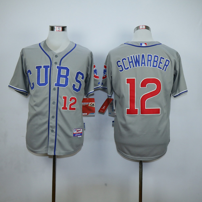Men Chicago Cubs #12 Schwarber Grey CUBS MLB Jerseys->chicago cubs->MLB Jersey